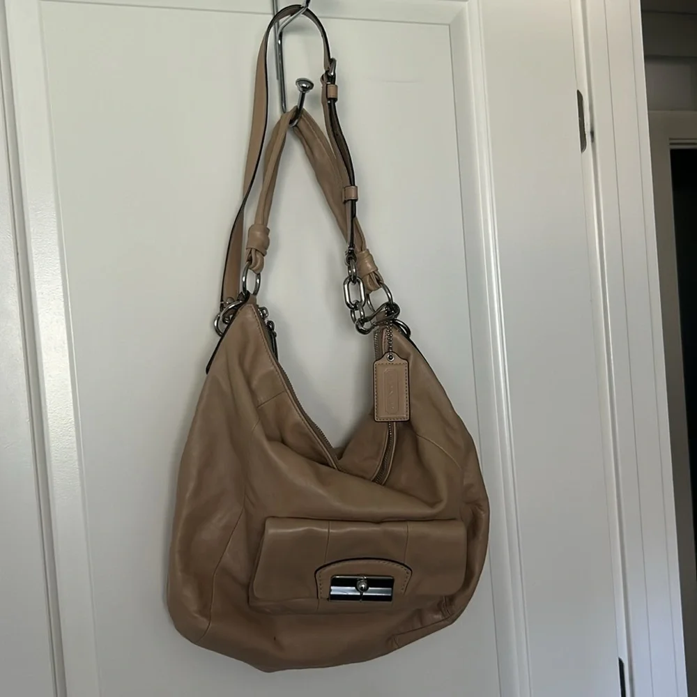 COACH Kristin Leather Crossbody Beige Convertible Shoulder Bag 14769